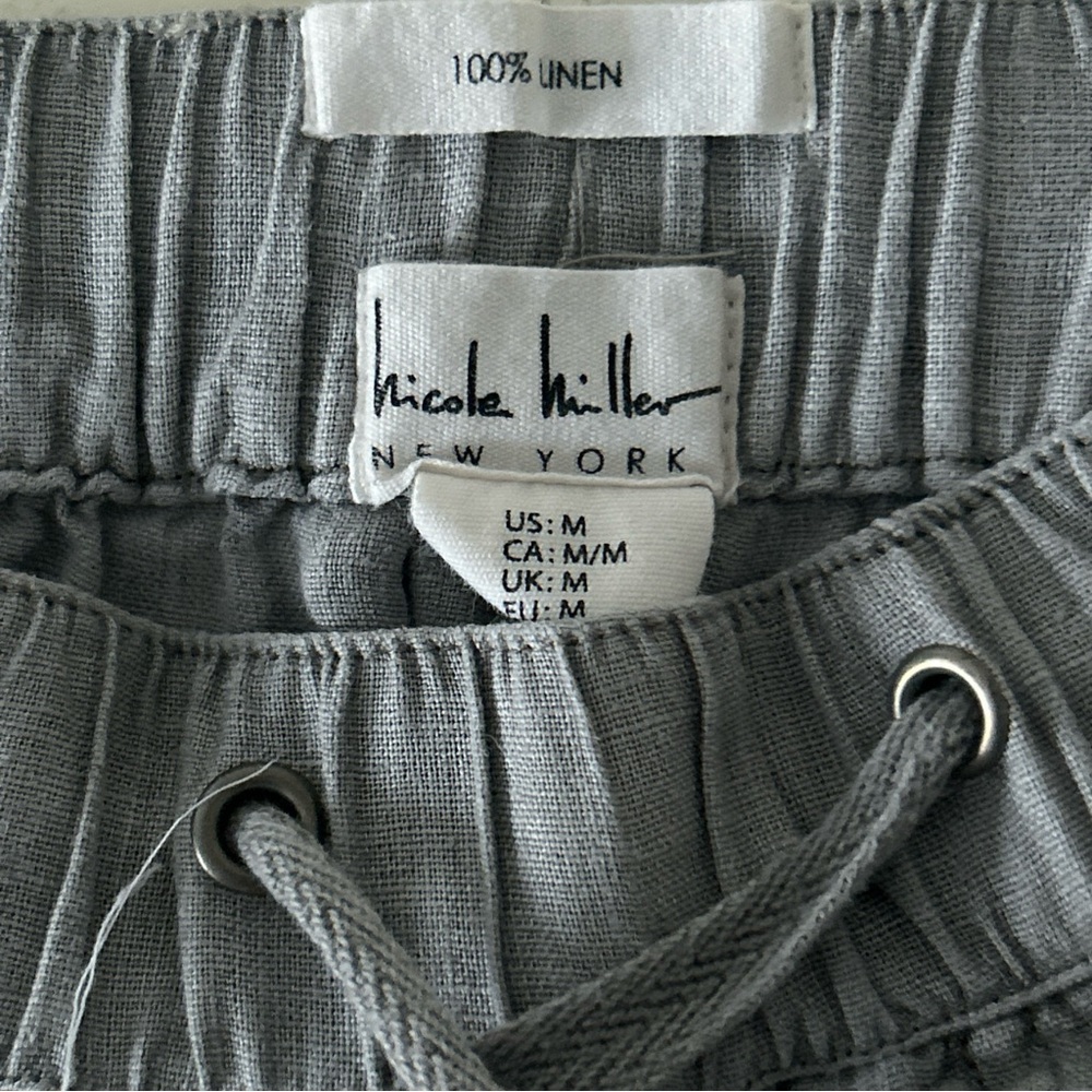 Nicole Miller Linen Trousers Pants Gray Women Size M - Picture 7 of 8